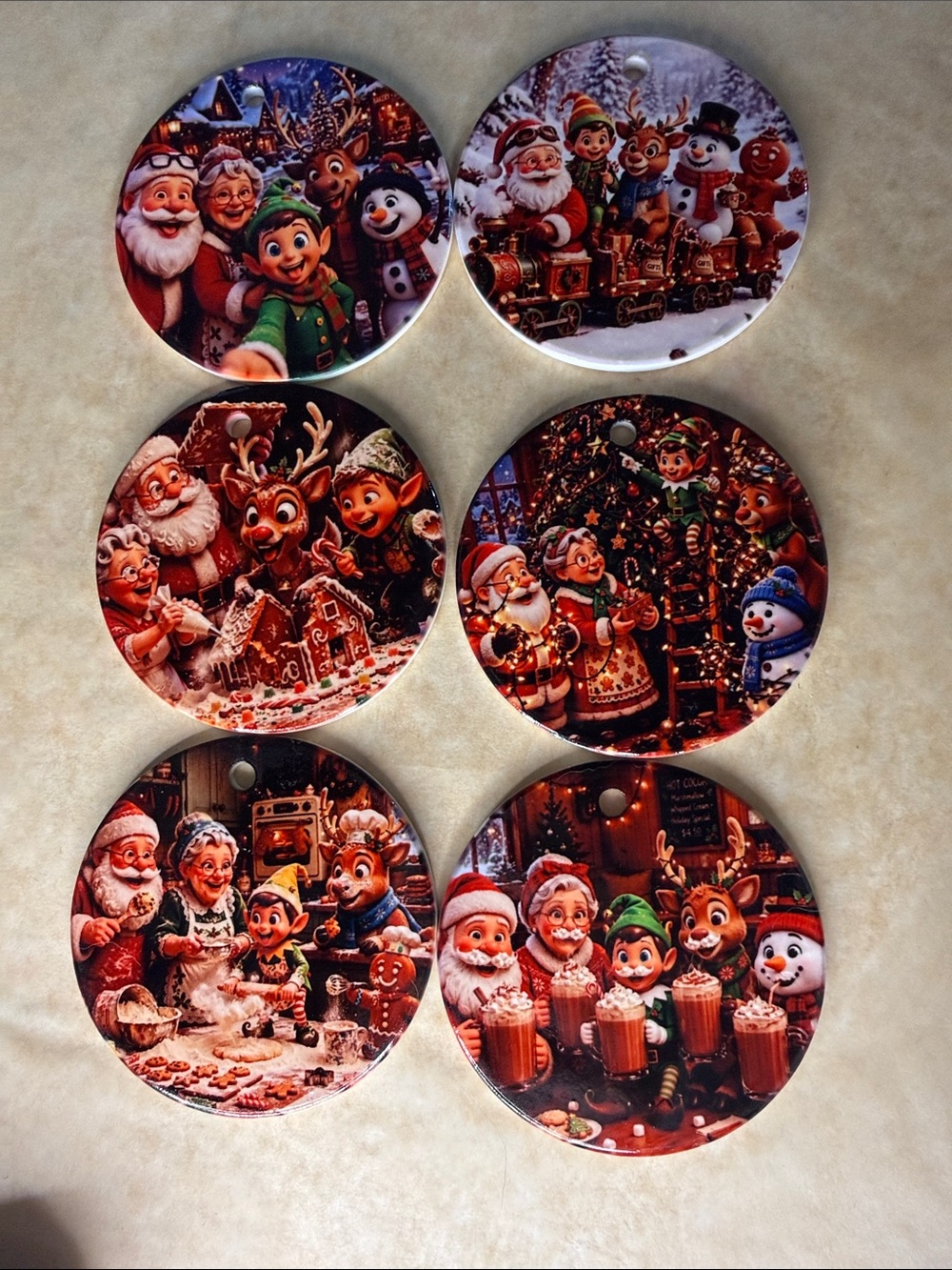 Christmas Ceramic 3” Ornaments - 6 count